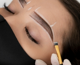 process of showing brows and lashes application